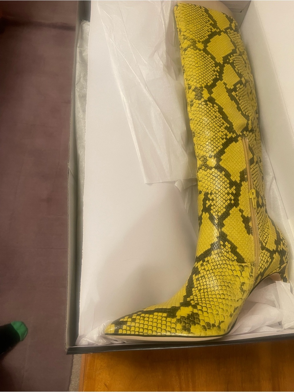 Nine West Yellow Snake-Print Over-the-Knee Boot